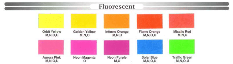 Houston Screen Print Fluorescent Ink Chart Colors