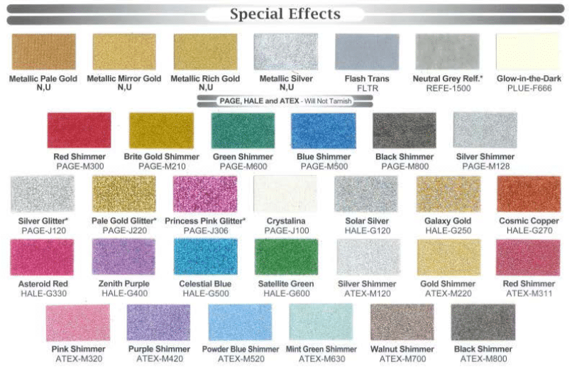 Houston Screen Print Special Ink Chart Colors